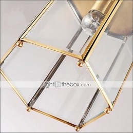 Amerikaanse landelijke kleine hanglamp, geheel van koper, enkel glas