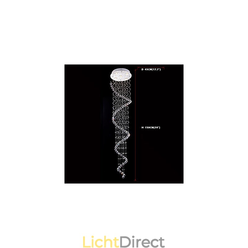 Kristallen hanglamp kroonluchterverlichting 5 lampen zilveren luifel helder K9 kristal helix plafondlampen