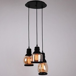 Antieke glazen kap 3-lichts artistieke minimalistische hanglamp