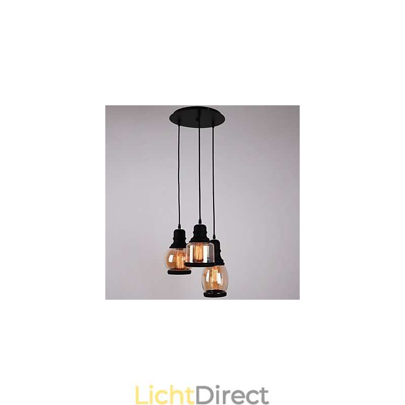Antieke glazen kap 3-lichts artistieke minimalistische hanglamp