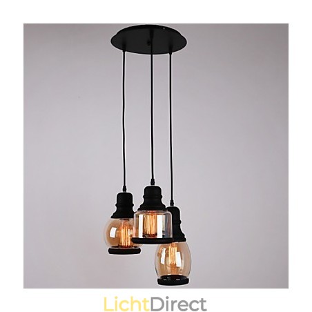 Antieke glazen kap 3-lichts artistieke minimalistische hanglamp Antieke glazen kap 3-lichts artistieke minimalistische hanglamp