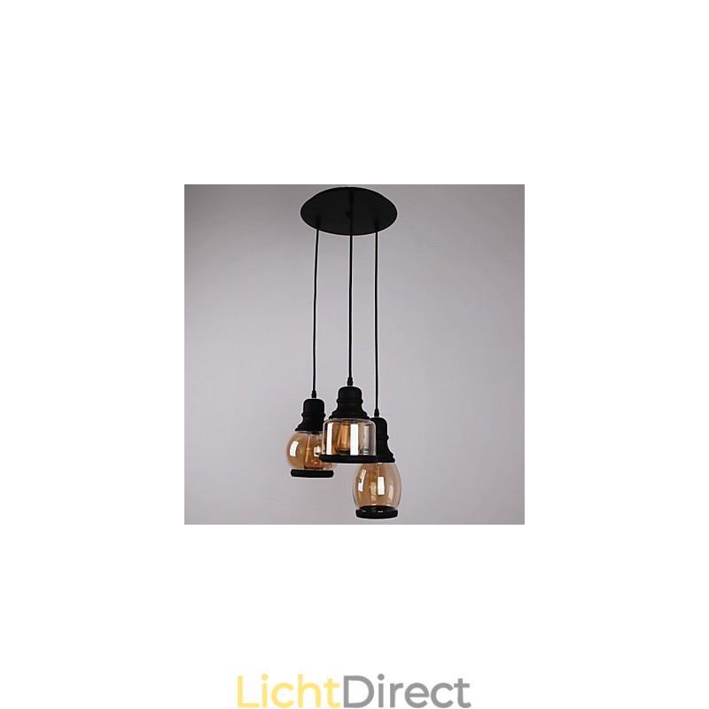 Antieke glazen kap 3-lichts artistieke minimalistische hanglamp