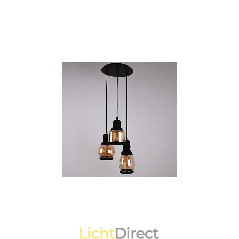 Antieke glazen kap 3-lichts artistieke minimalistische hanglamp