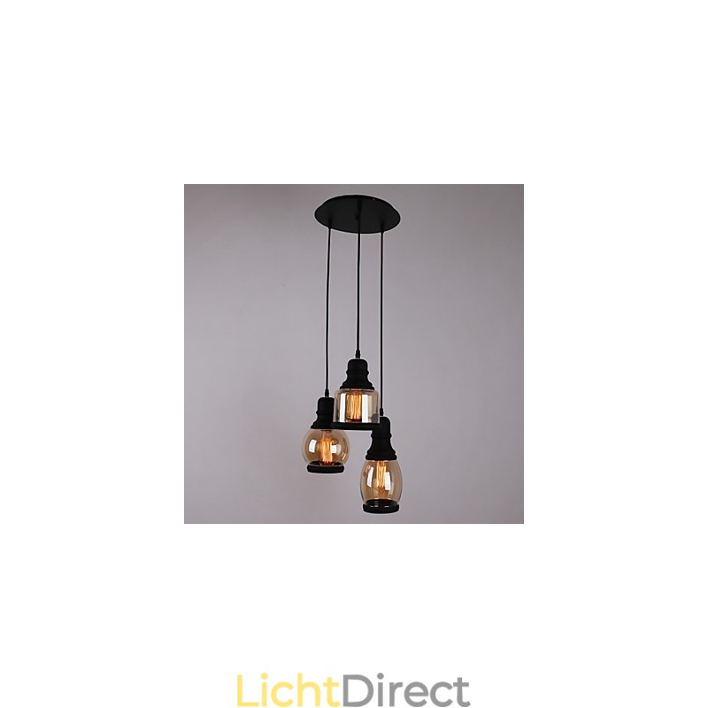 Antieke glazen kap 3-lichts artistieke minimalistische hanglamp