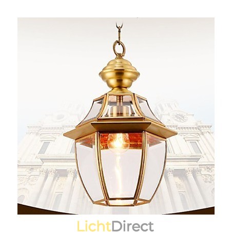 Amerikaanse landelijke kleine hanglamp, geheel van koper, enkel glas C