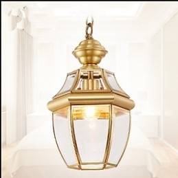 Amerikaanse landelijke kleine hanglamp, geheel van koper, enkel glas C