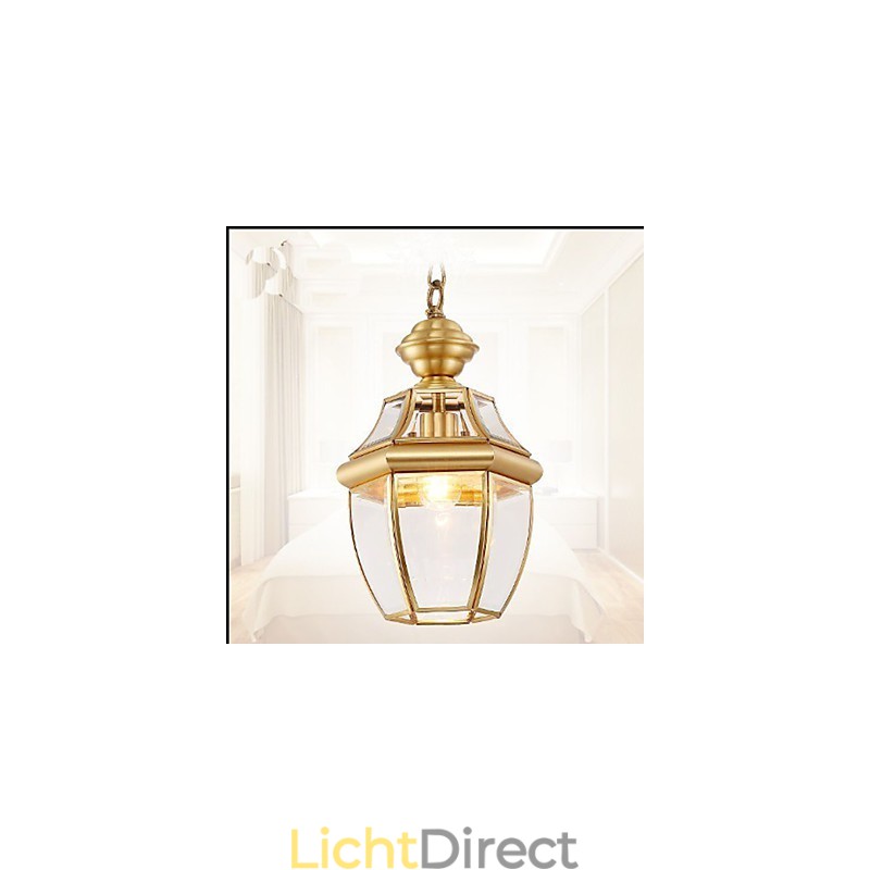 Amerikaanse landelijke kleine hanglamp, geheel van koper, enkel glas C