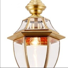 Amerikaanse landelijke kleine hanglamp, geheel van koper, enkel glas C