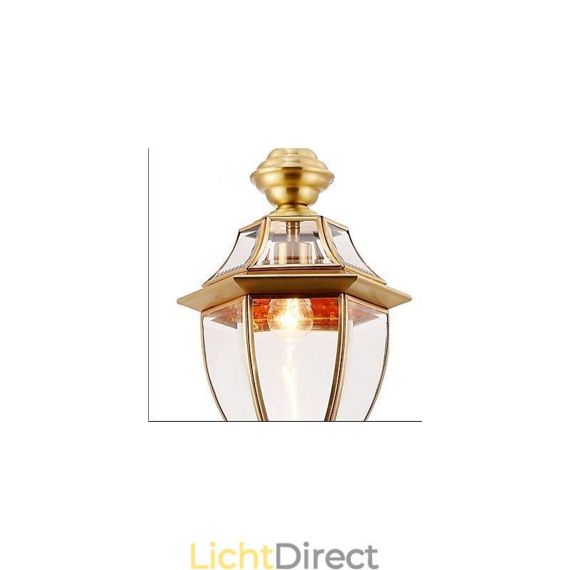 Amerikaanse landelijke kleine hanglamp, geheel van koper, enkel glas C