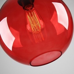 Moderne glazen hanglamp in rond rood bubbelontwerp