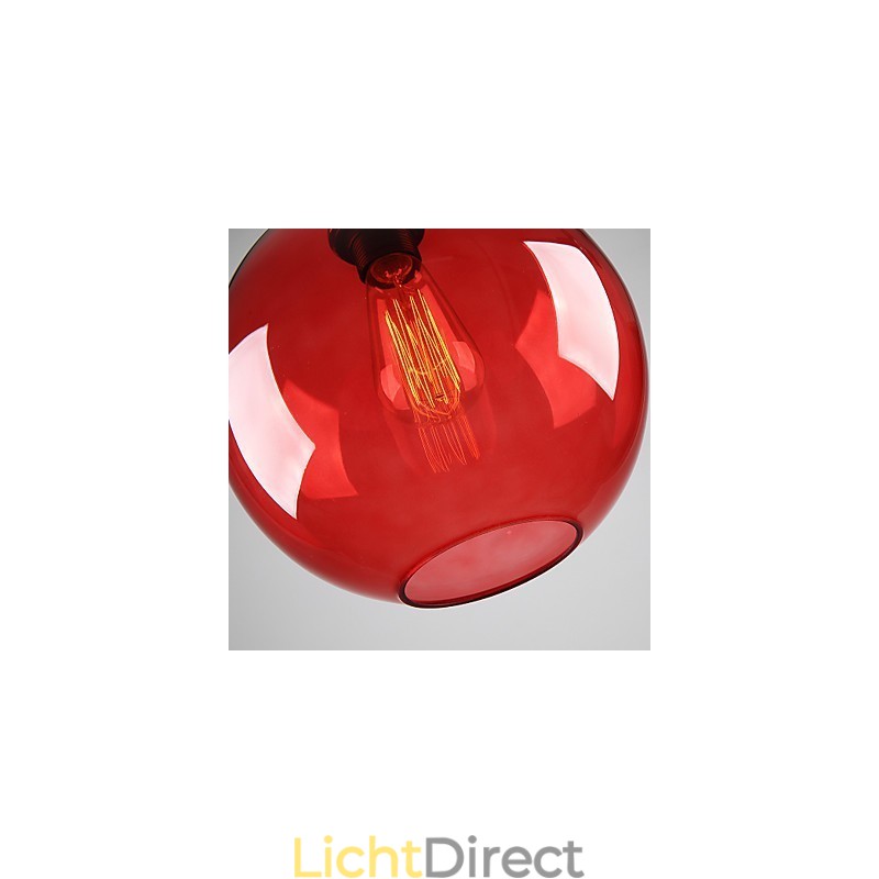 Moderne glazen hanglamp in rond rood bubbelontwerp