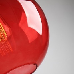 Moderne glazen hanglamp in rond rood bubbelontwerp