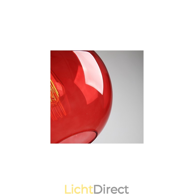 Moderne glazen hanglamp in rond rood bubbelontwerp