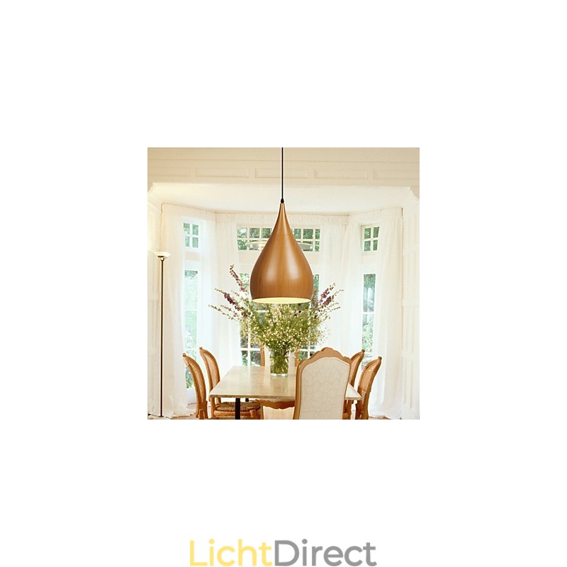 Retro hanglamp houtnerf metaal café hanglampen