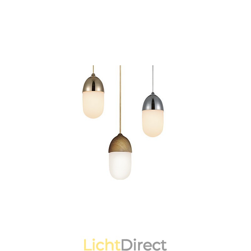 Mini Acorn Hanglamp 1 Licht Moderne Eenvoud Gouden Chroom Houten Kleur Afwerking Koolstofstaal & Glas Hanglamp
