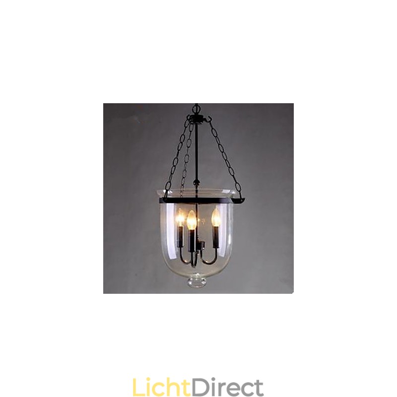 Ronde landelijke glazen hanglamp