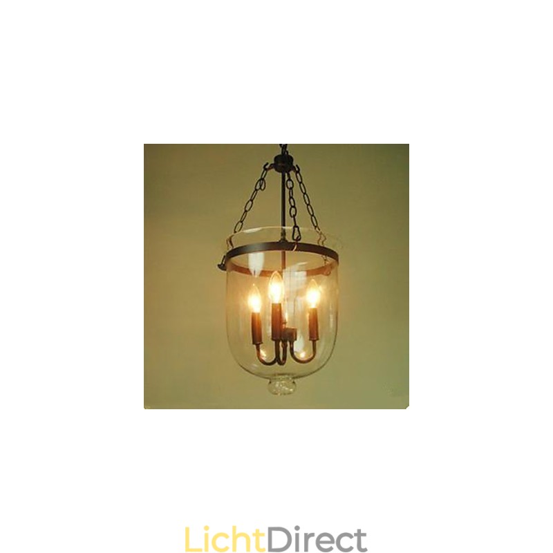 Ronde landelijke glazen hanglamp