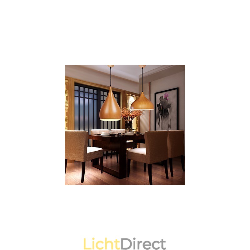 Retro hanglamp houtnerf metaal café hanglampen