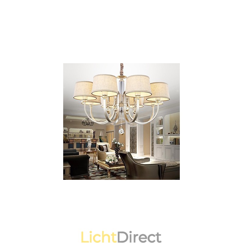 Landelijke kristallen zilveren metalen kroonluchter