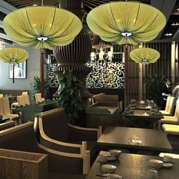 Creatieve ronde grote rode lantaarn lotusblad bruiloft festival doek kunst kroonluchter lamp licht
