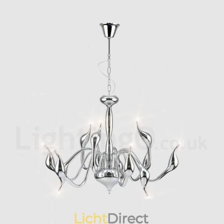 12 Lichts Moderne Zwaan Chroom Metalen Kroonluchter Hanglamp 12 Lichts Moderne Zwaan Chroom Metalen Kroonluchter Hanglamp