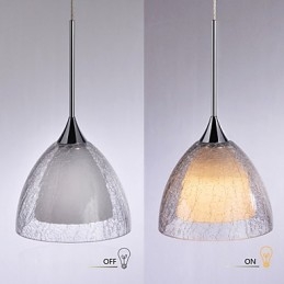 3-lichts hanglamp met twee lagen, gebarsten glas, gepolijst chroom