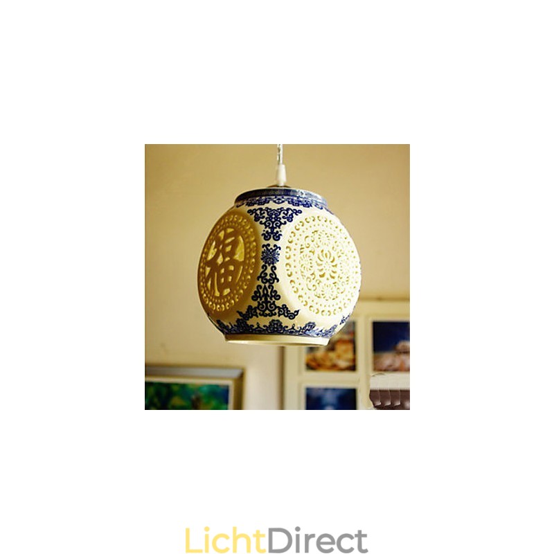 Retro Keramische lamp lamp Trappen Blauwe Enkele Kop Kroonluchter Creatief