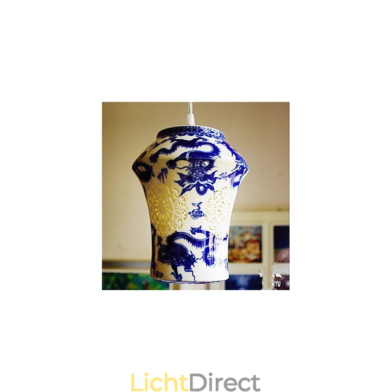 Retro Keramische lamp lamp Trappen Blauwe Enkele Kop Kroonluchter Creatief