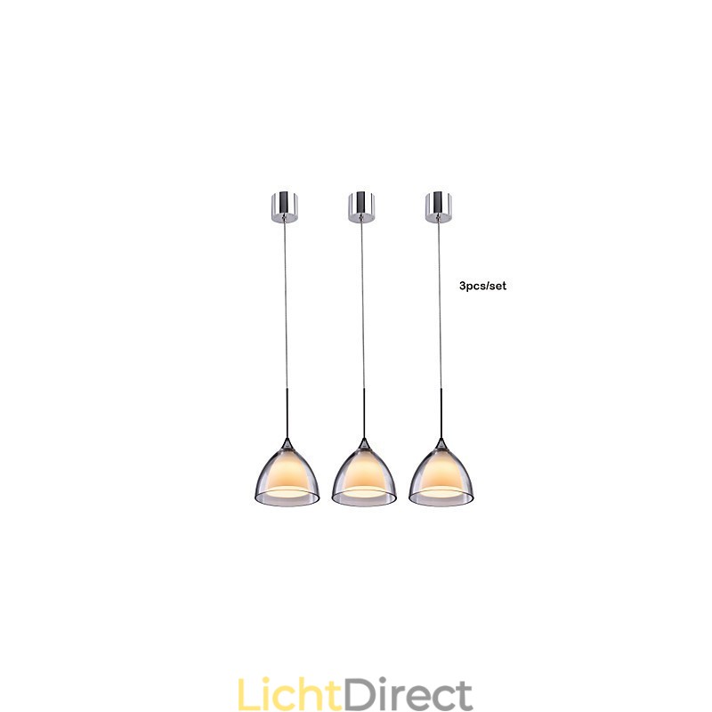 1 Licht Tweelaags Hanglamp Eiland Helder Glas Gepolijst Chroom