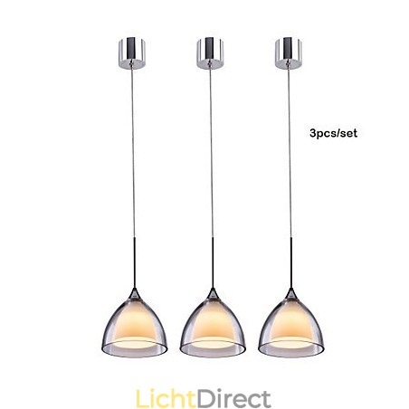 1 Licht Tweelaags Hanglamp Eiland Helder Glas Gepolijst Chroom