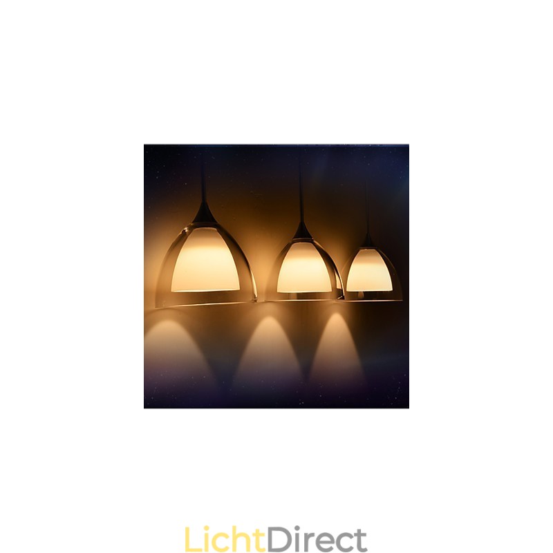 1 Licht Tweelaags Hanglamp Eiland Helder Glas Gepolijst Chroom