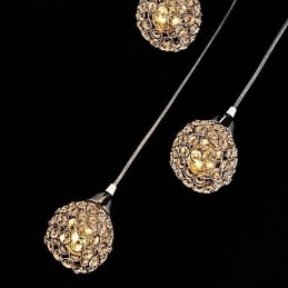 Moderne, eigentijdse kristallen, gegalvaniseerde metalen hanglamp