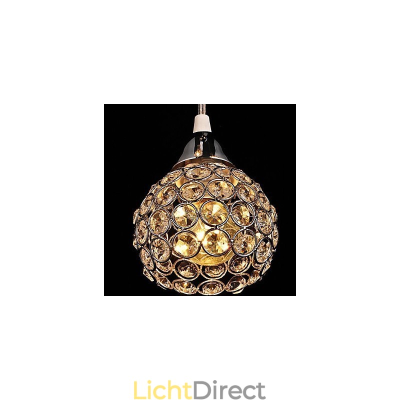 Moderne, eigentijdse kristallen, gegalvaniseerde metalen hanglamp