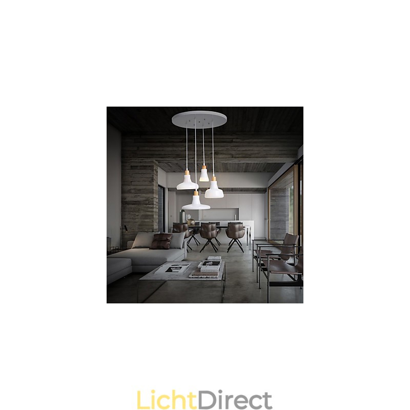 Creatieve karakteristieke hanglamp met 4 lampen en ijzeren kap