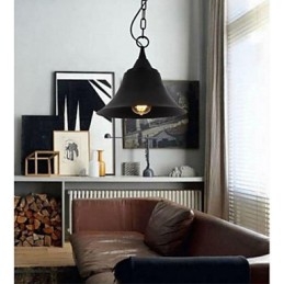 Medium Vintage Matte Zwarte Bellvormige Metalen Hanglamp