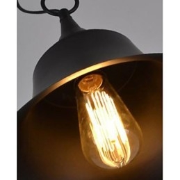 Medium Vintage Matte Zwarte Bellvormige Metalen Hanglamp