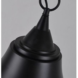 Medium Vintage Matte Zwarte Bellvormige Metalen Hanglamp