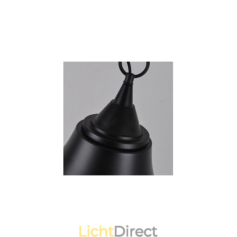 Medium Vintage Matte Zwarte Bellvormige Metalen Hanglamp