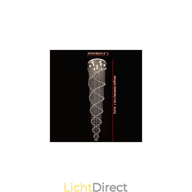Plafond kroonluchter verlichting hanglamp verlichtingsarmaturen met K9 kristal dubbele spiraal D70CM H300CM