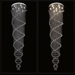 Plafond kroonluchter verlichting hanglamp verlichtingsarmaturen met K9 kristal dubbele spiraal D70CM H300CM