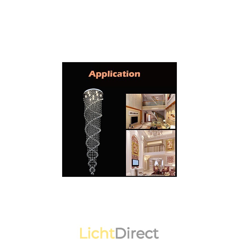 Plafond kroonluchter verlichting hanglamp verlichtingsarmaturen met K9 kristal dubbele spiraal D70CM H300CM