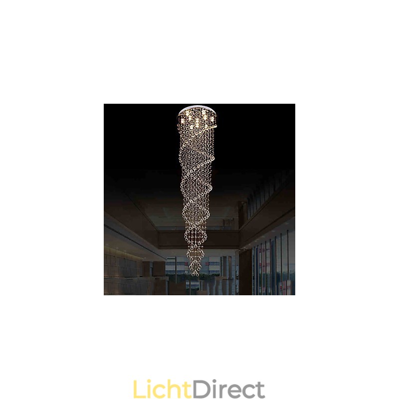 Plafond kroonluchter verlichting hanglamp verlichtingsarmaturen met K9 kristal dubbele spiraal D70CM H300CM
