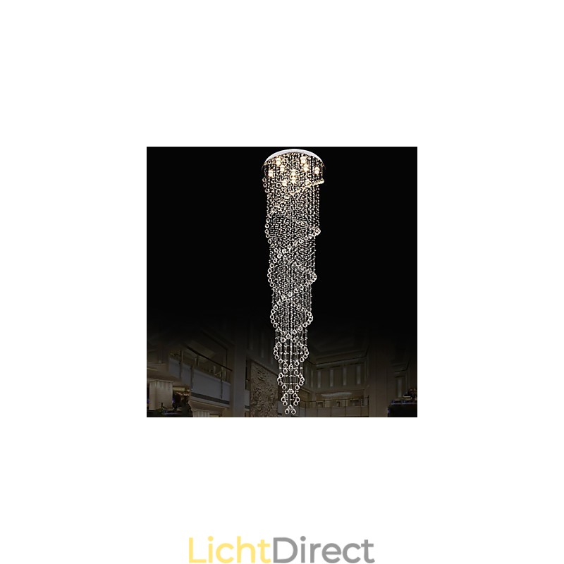 Plafond kroonluchter verlichting hanglamp verlichtingsarmaturen met K9 kristal dubbele spiraal D70CM H300CM
