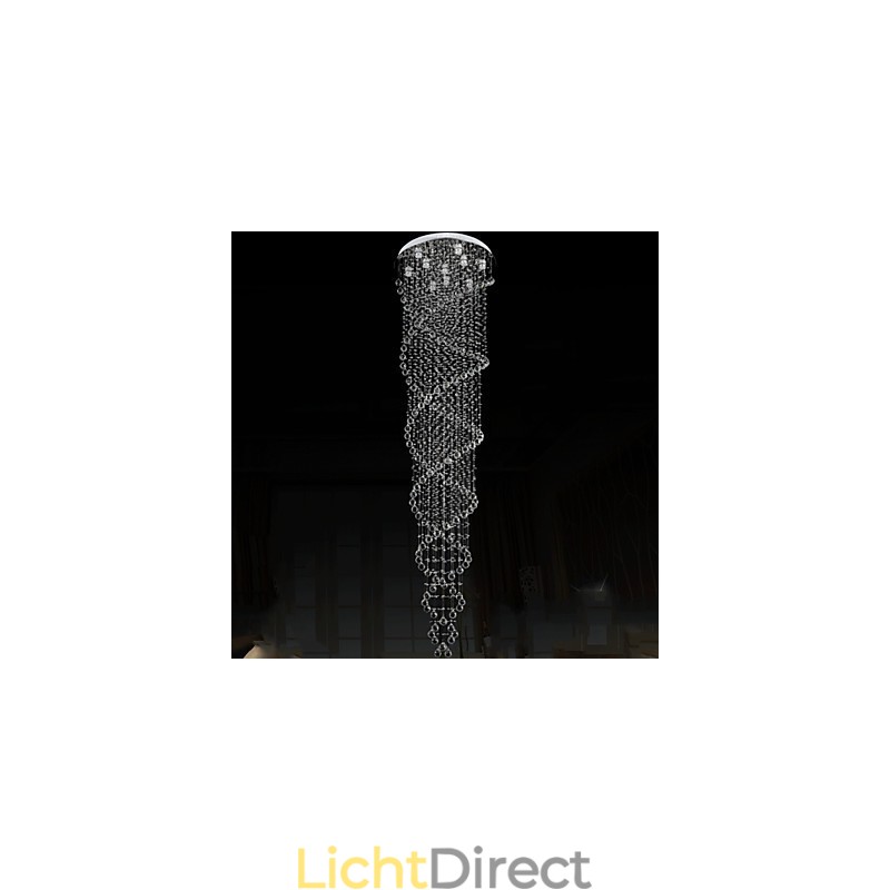 Plafond kroonluchter verlichting hanglamp verlichtingsarmaturen met K9 kristal dubbele spiraal D70CM H300CM