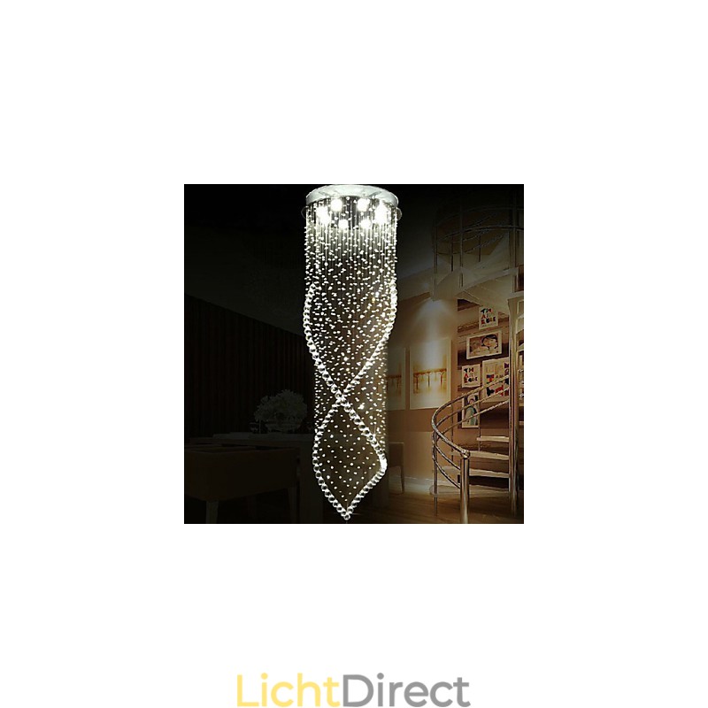 Kristallen kroonluchter hanglamp plafondlampen armaturen met helder K9 kristal en zilveren baldakijn