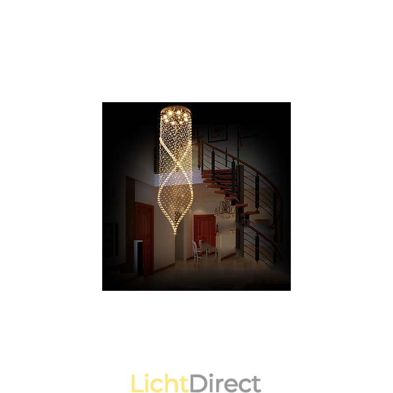 Kristallen kroonluchter hanglamp plafondlampen armaturen met helder K9 kristal en zilveren baldakijn