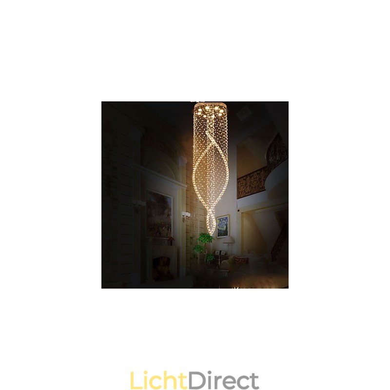 Kristallen kroonluchter hanglamp plafondlampen armaturen met helder K9 kristal en zilveren baldakijn