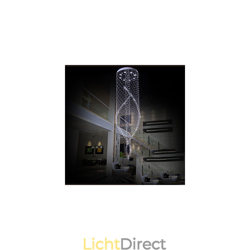 Kristallen kroonluchter hanglamp plafondlampen armaturen met helder K9 kristal en zilveren baldakijn