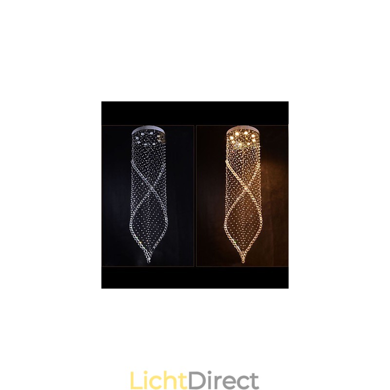Kristallen kroonluchter hanglamp plafondlampen armaturen met helder K9 kristal en zilveren baldakijn