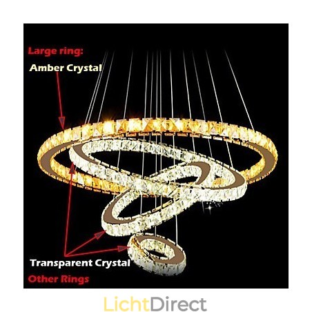 Hanglampen Plafondlamp Kroonluchter Verlichting Rond 4 Ringen Grote Ring Amber Kristal en Ander Helder Kristal Hanglampen Plafondlamp Kroonluchter Verlichting Rond 4 Ringen Grote Ring Amber Kristal en Ander Helder Kristal